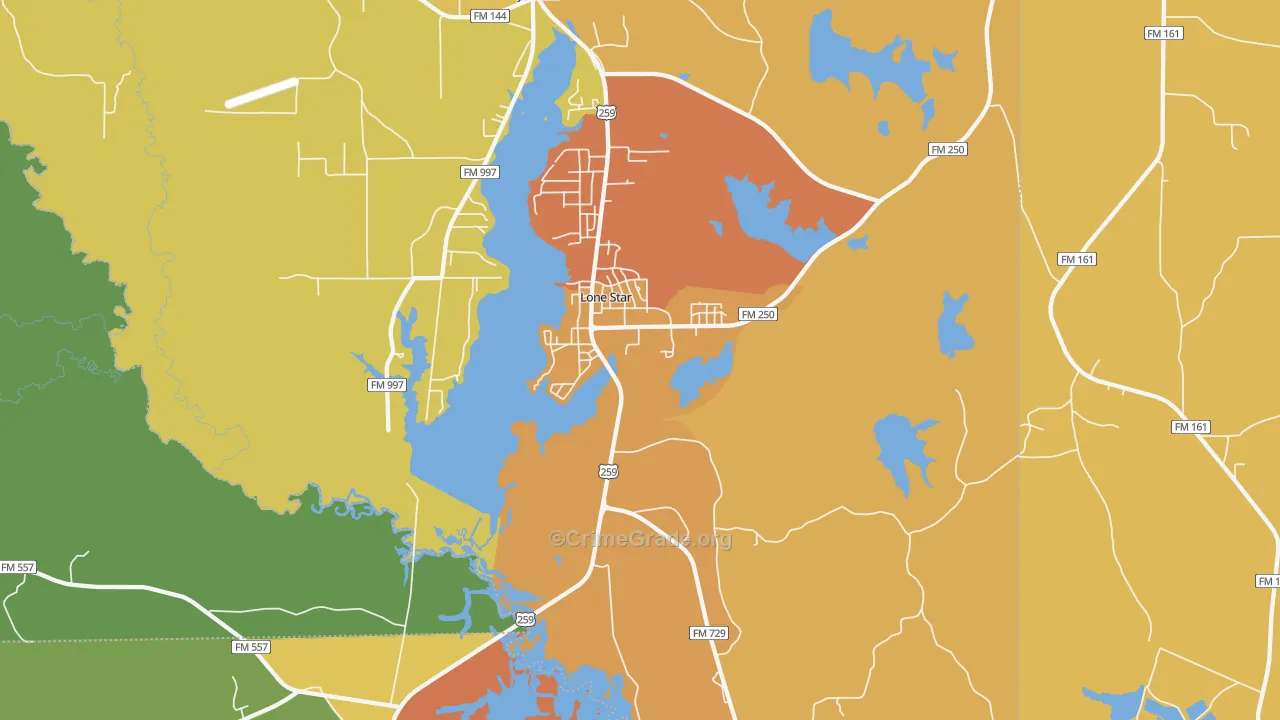 75668, TX Map of Drug-Related Crime Rates