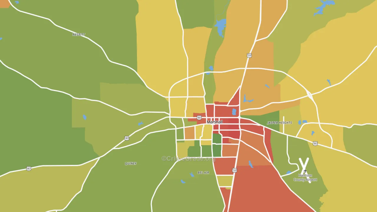 75670, TX Map of Drug-Related Crime Rates