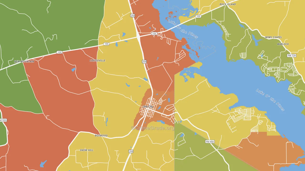 75683, TX Map of Drug-Related Crime Rates
