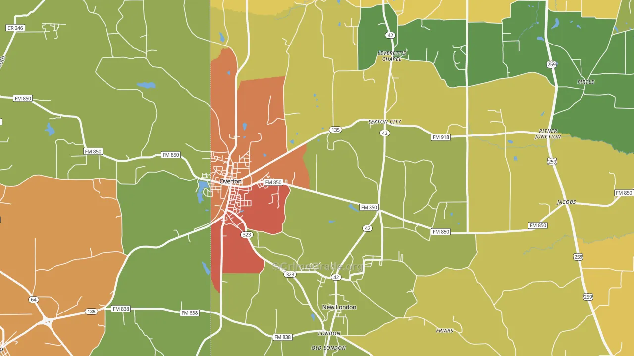75684, TX Map of Drug-Related Crime Rates