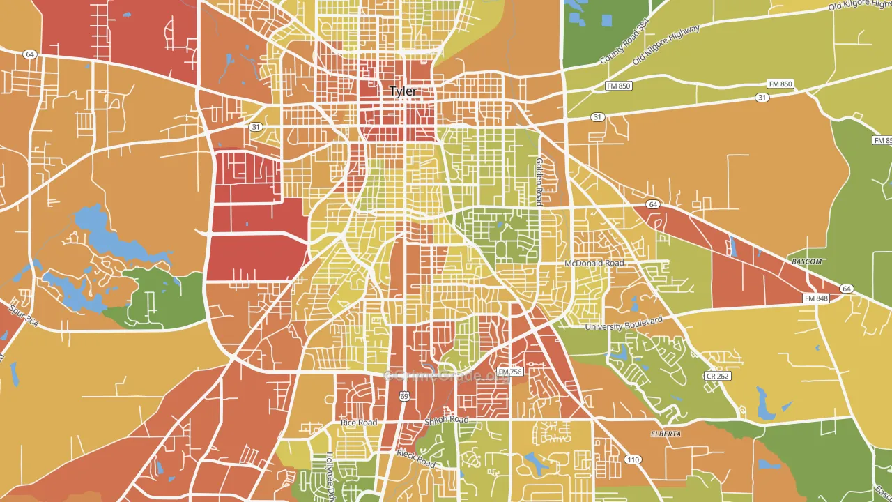 75701, TX Map of Drug-Related Crime Rates