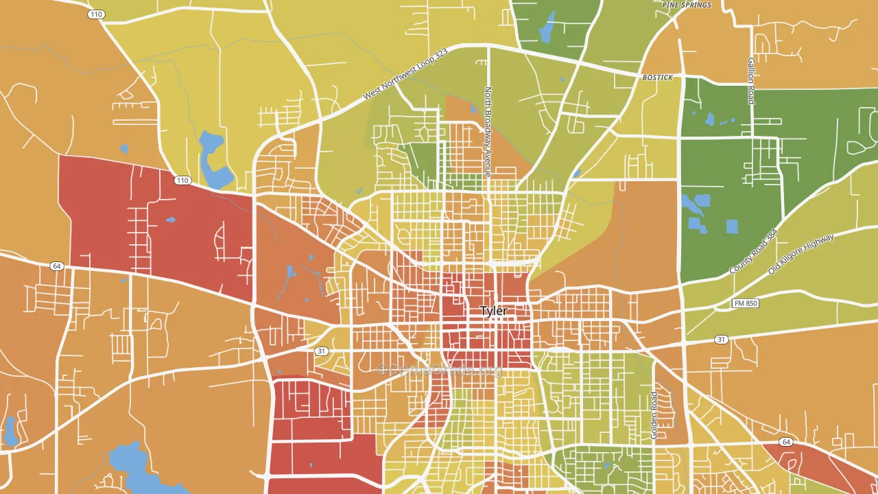 75702, TX Map of Drug-Related Crime Rates