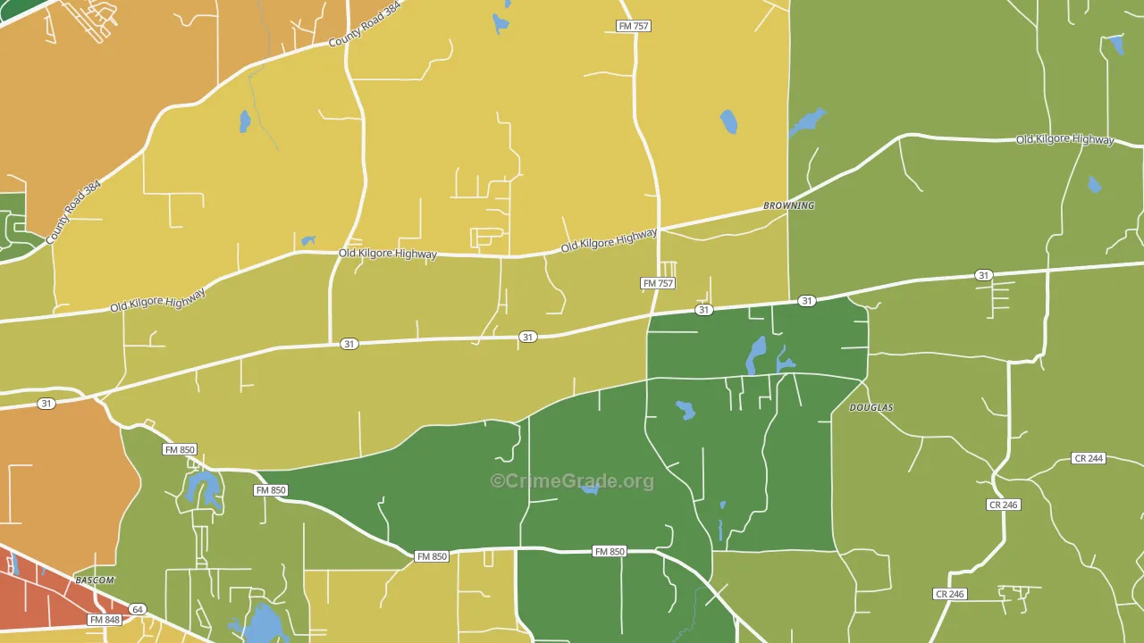 75705, TX Map of Drug-Related Crime Rates