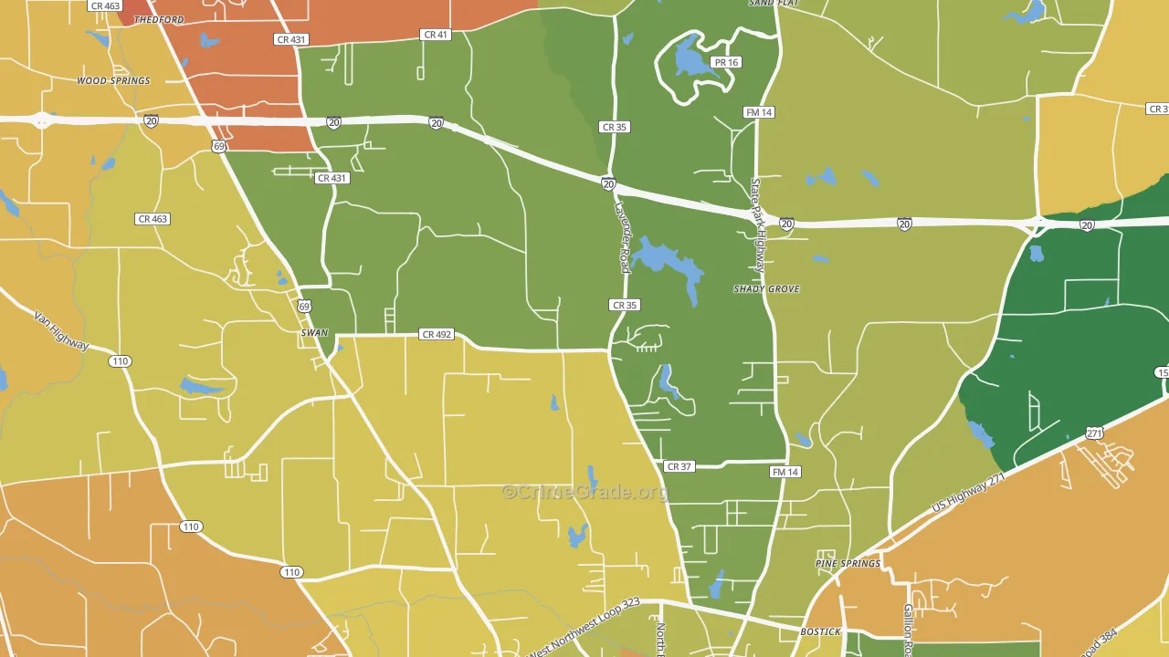 75706, TX Map of Drug-Related Crime Rates