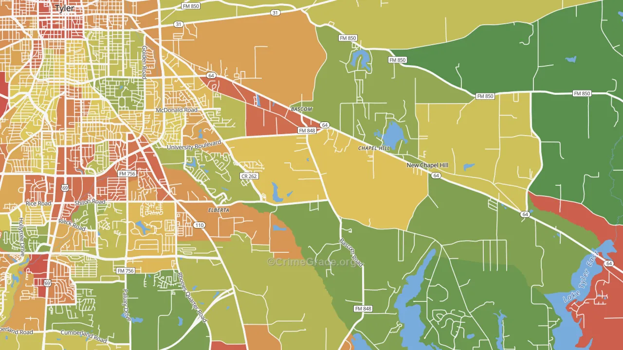 75707, TX Map of Drug-Related Crime Rates