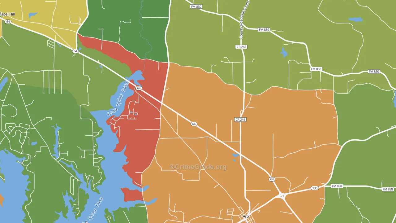 75750, TX Map of Drug-Related Crime Rates