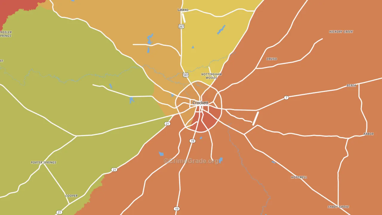 75835, TX Map of Drug-Related Crime Rates