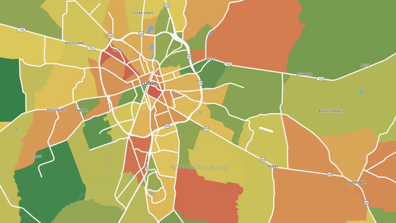 75901, TX Map of Drug-Related Crime Rates