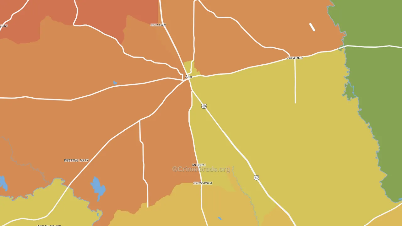 75925, TX Map of Drug-Related Crime Rates
