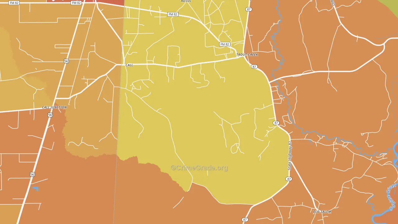 75933, TX Map of Drug-Related Crime Rates