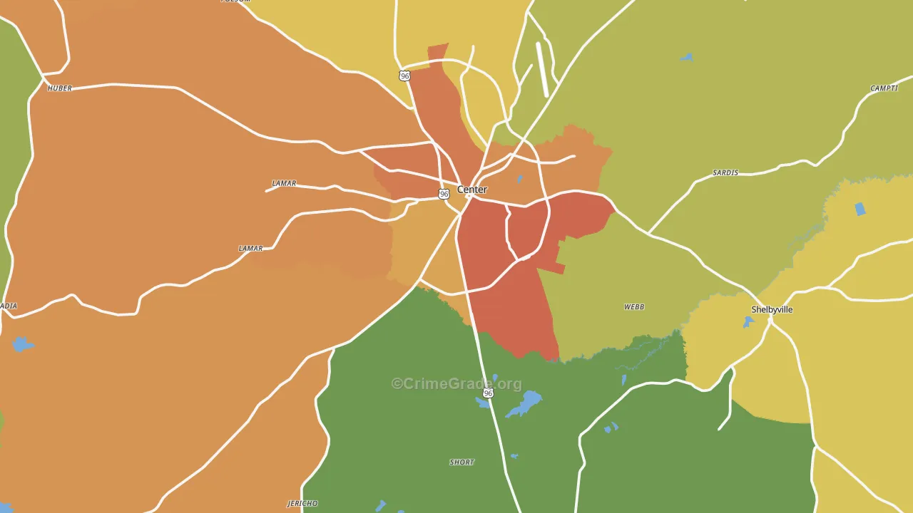 75935, TX Map of Drug-Related Crime Rates