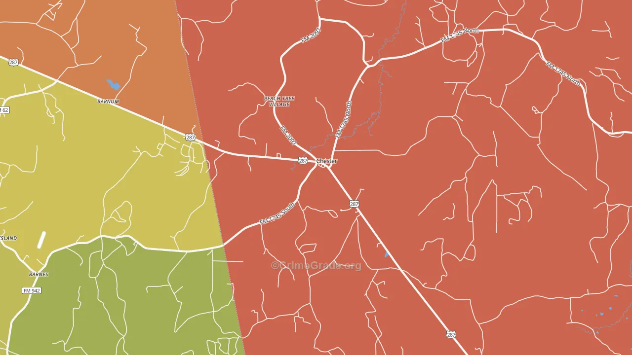 75936, TX Map of Drug-Related Crime Rates