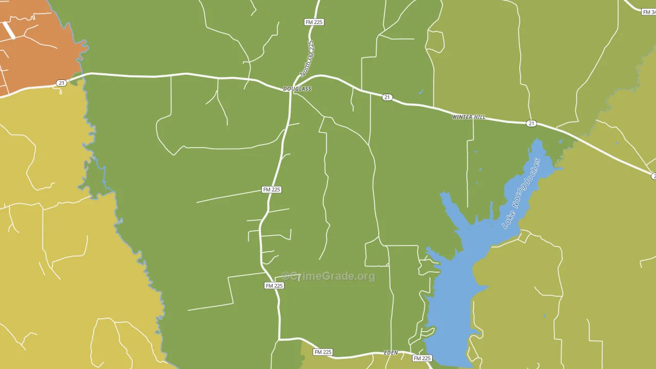 75943, TX Map of Drug-Related Crime Rates