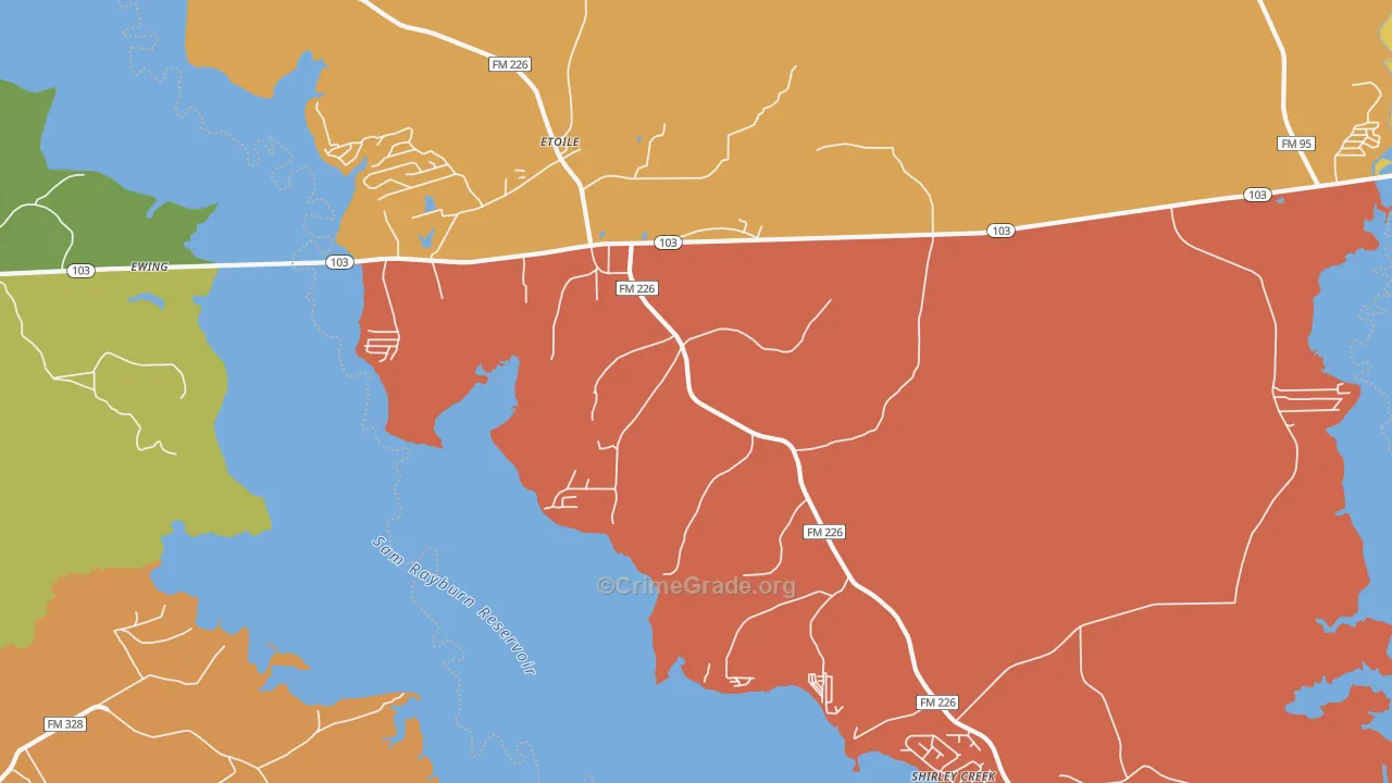 75944, TX Map of Drug-Related Crime Rates