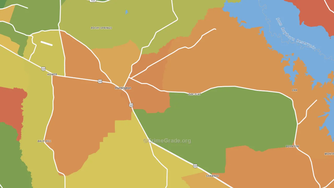 75949, TX Map of Drug-Related Crime Rates