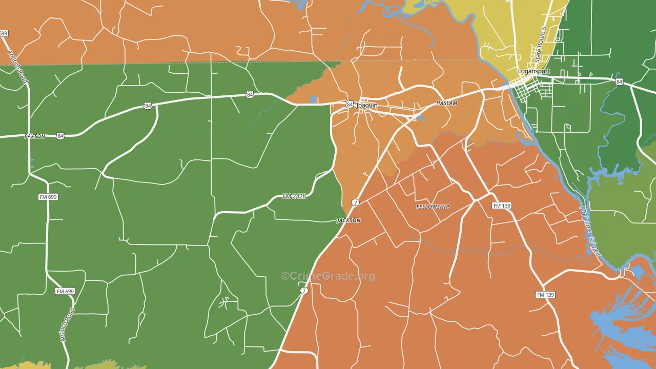 75954, TX Map of Drug-Related Crime Rates