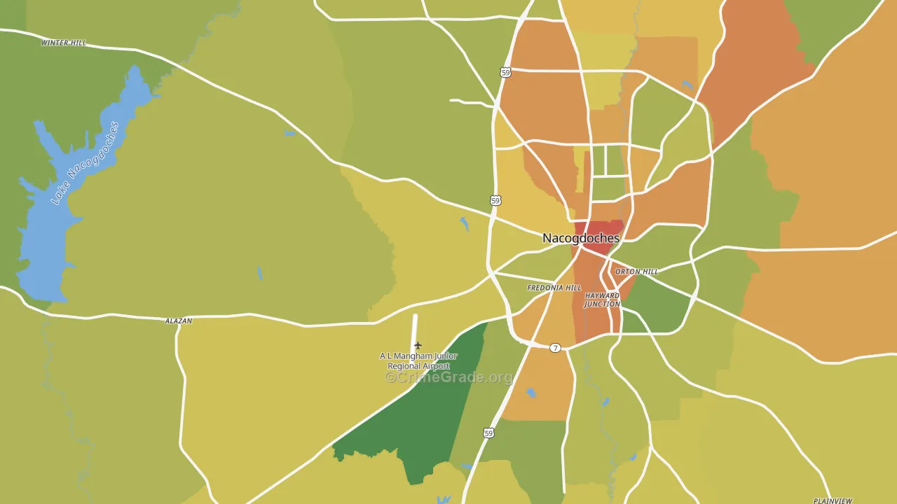 75964, TX Map of Drug-Related Crime Rates