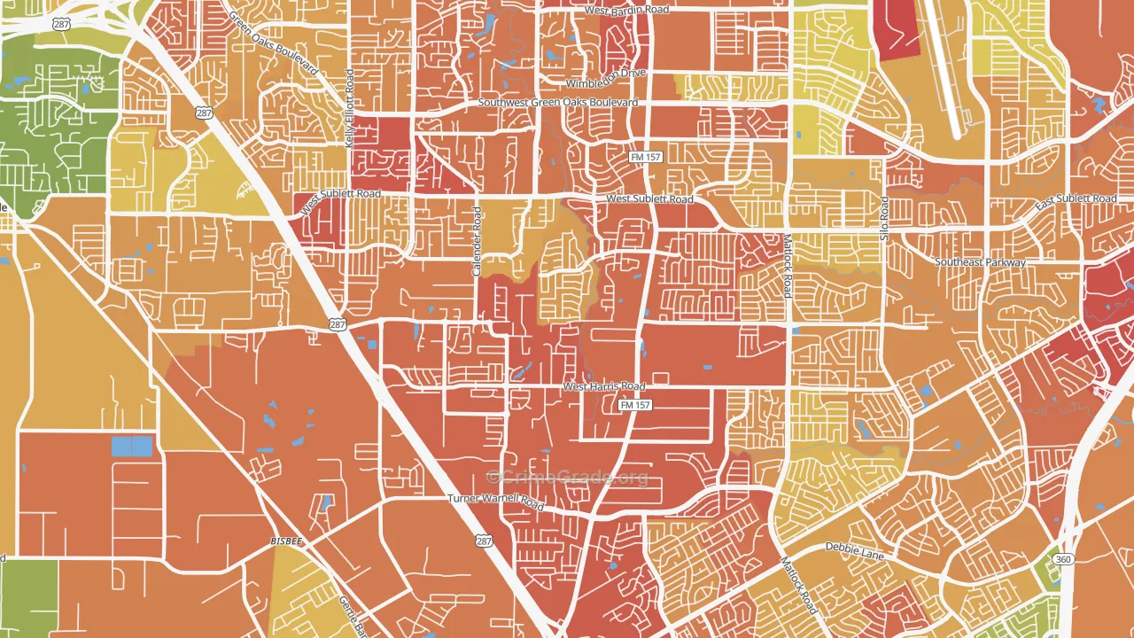 76001, TX Map of Drug-Related Crime Rates