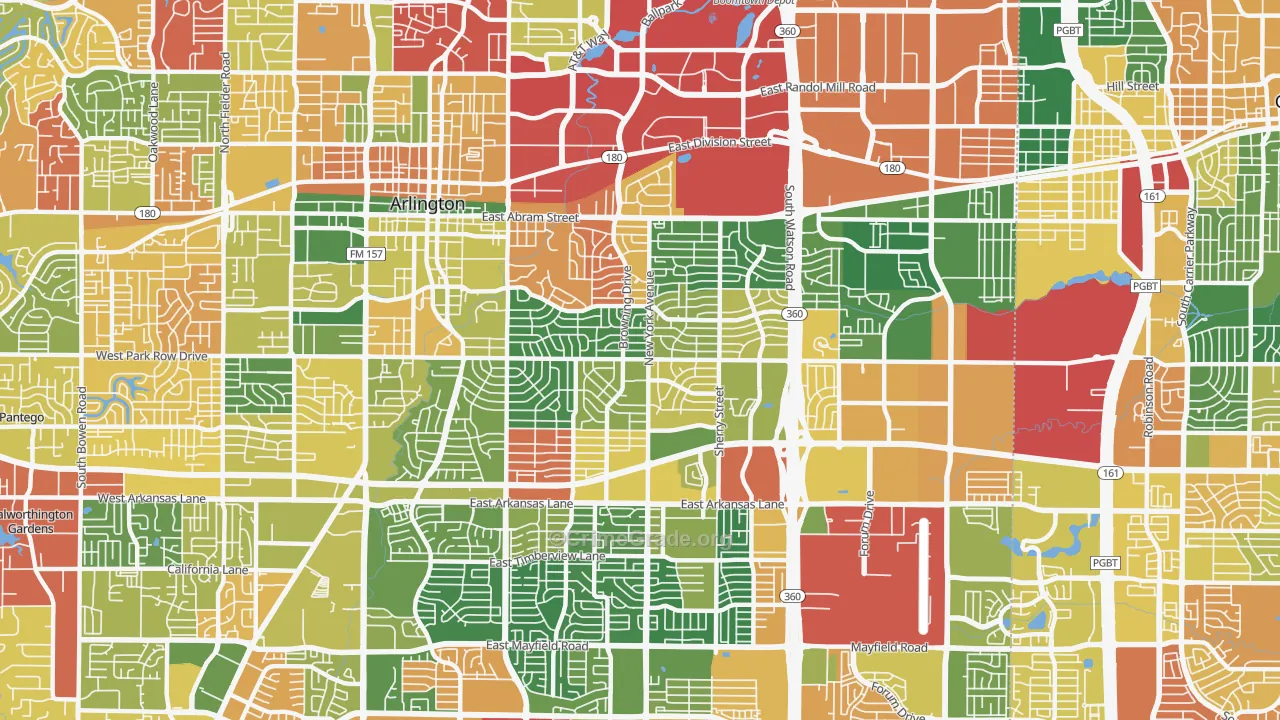 76010, TX Map of Drug-Related Crime Rates