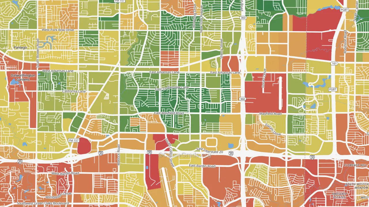 76014, TX Map of Drug-Related Crime Rates