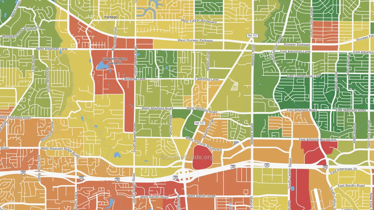 76015, TX Map of Drug-Related Crime Rates