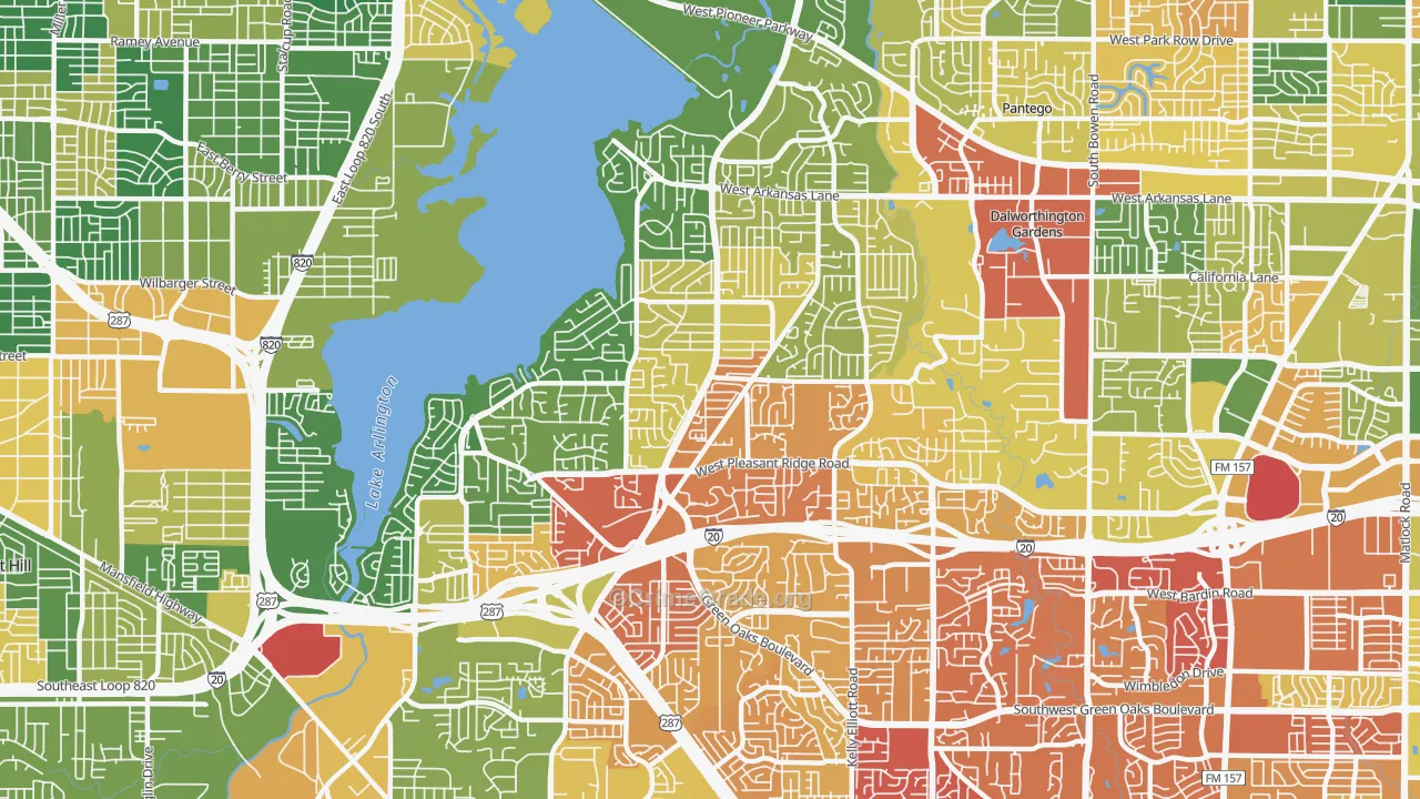 76016, TX Map of Drug-Related Crime Rates