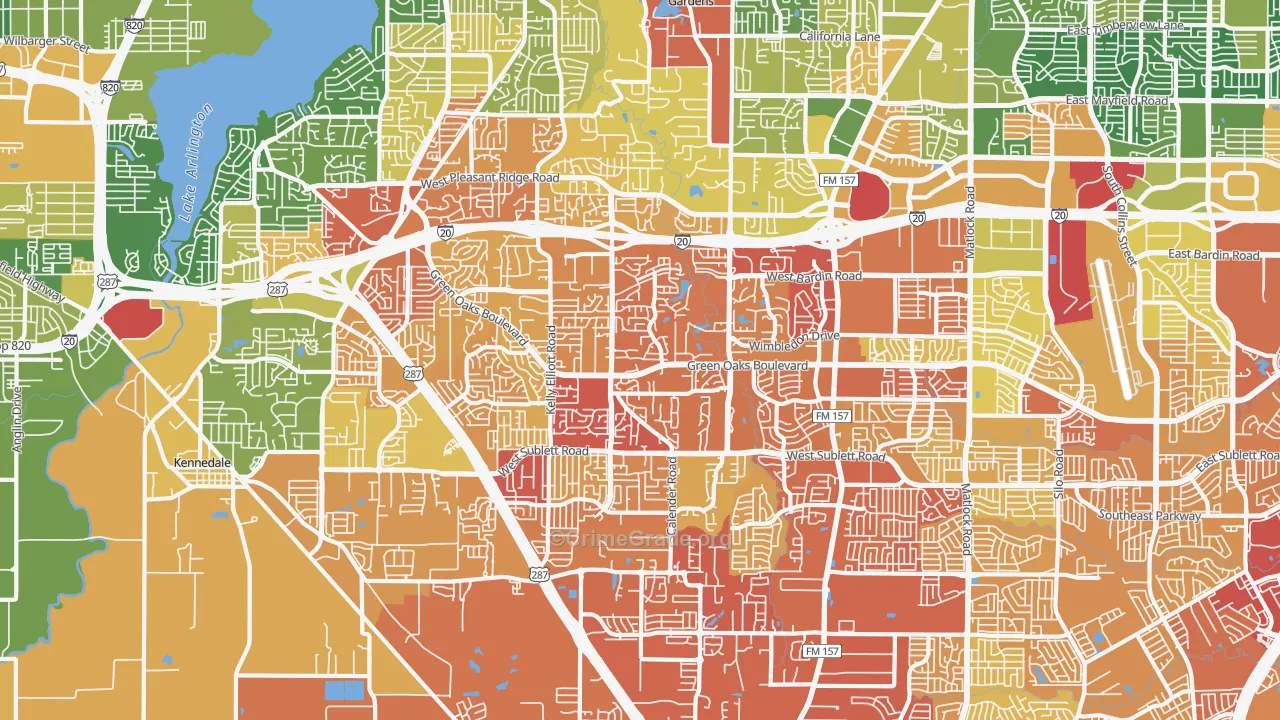 76017, TX Map of Drug-Related Crime Rates