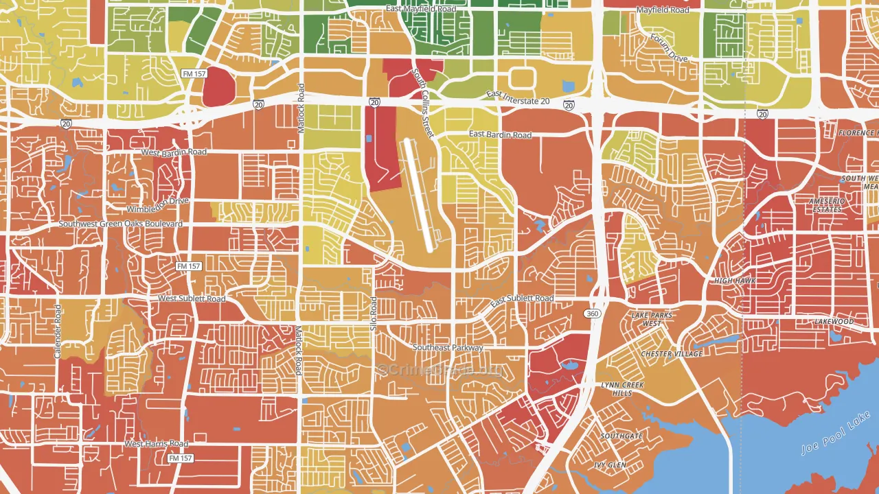 76018, TX Map of Drug-Related Crime Rates
