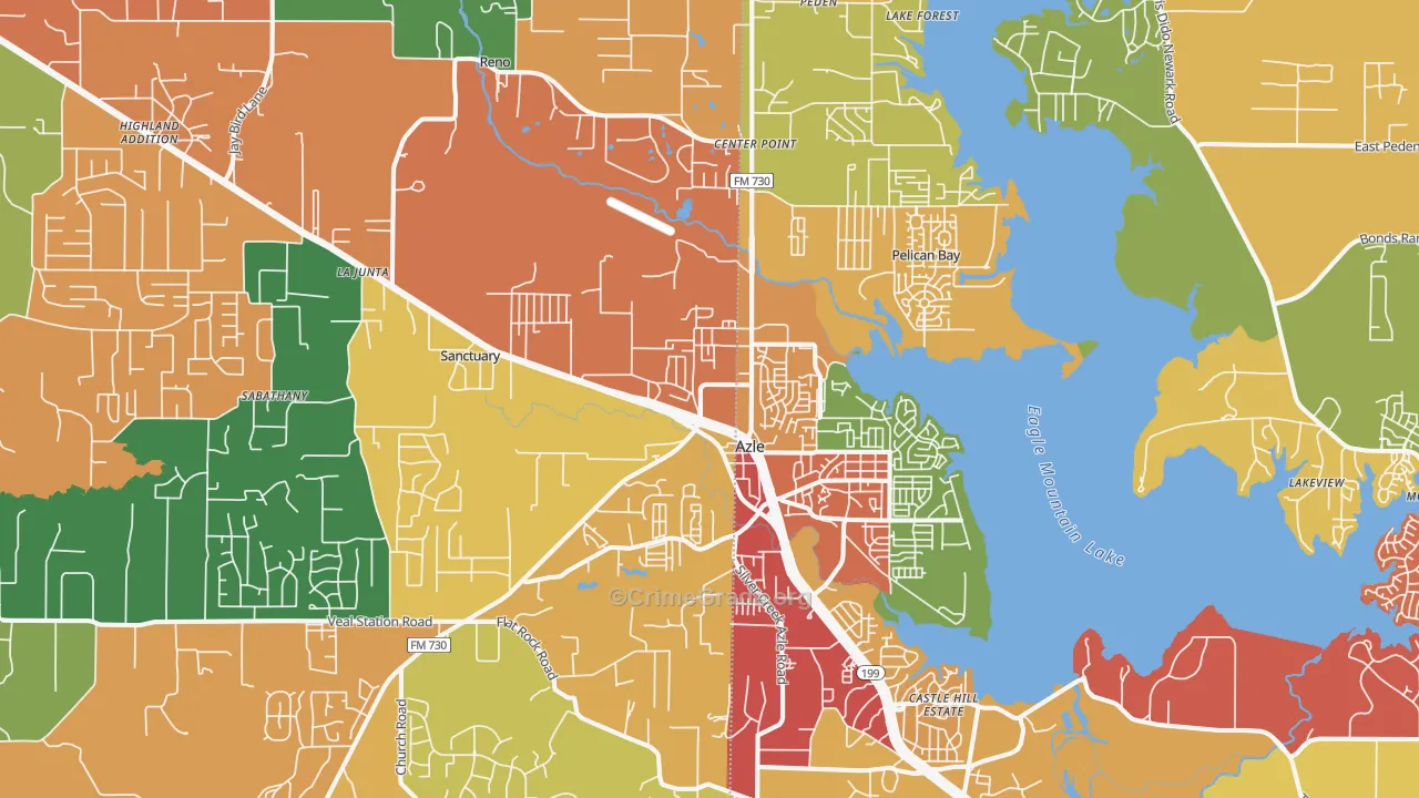 76020, TX Map of Drug-Related Crime Rates