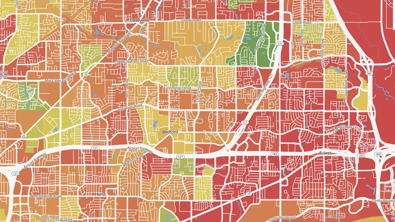 76021, TX Map of Drug-Related Crime Rates
