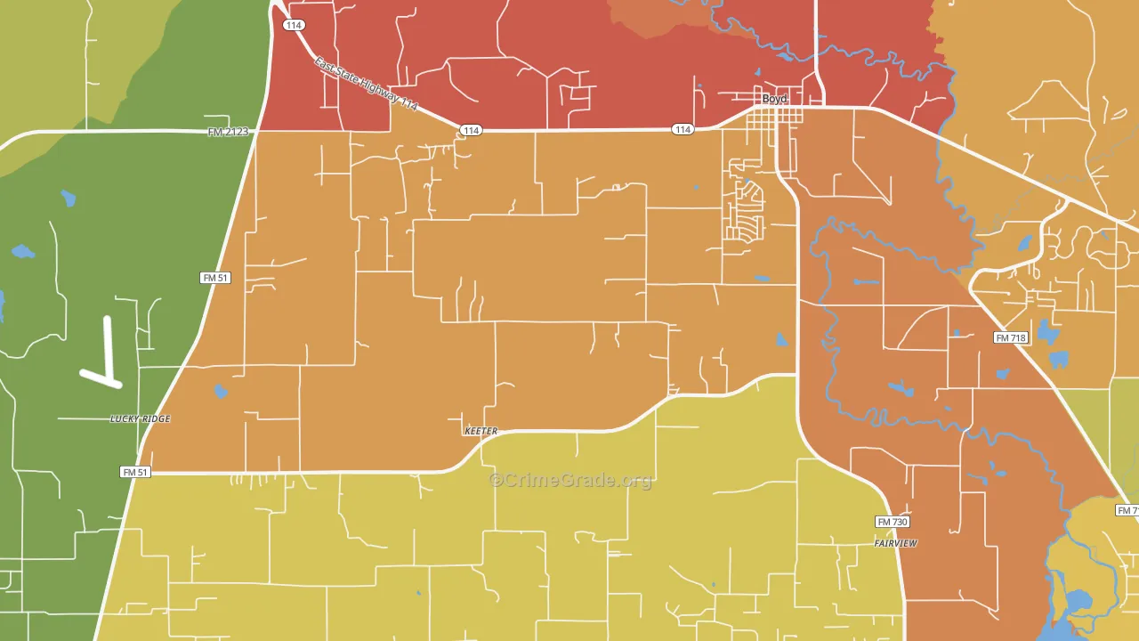 76023, TX Map of Drug-Related Crime Rates