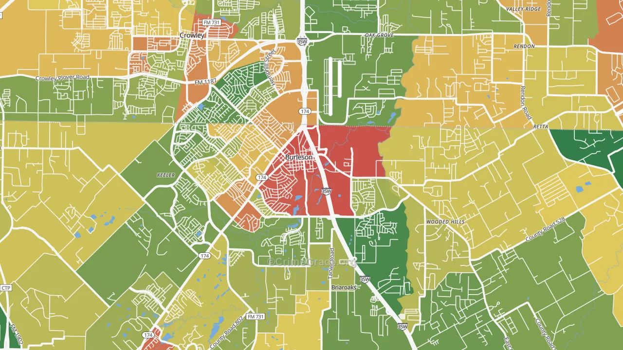 76028, TX Map of Drug-Related Crime Rates