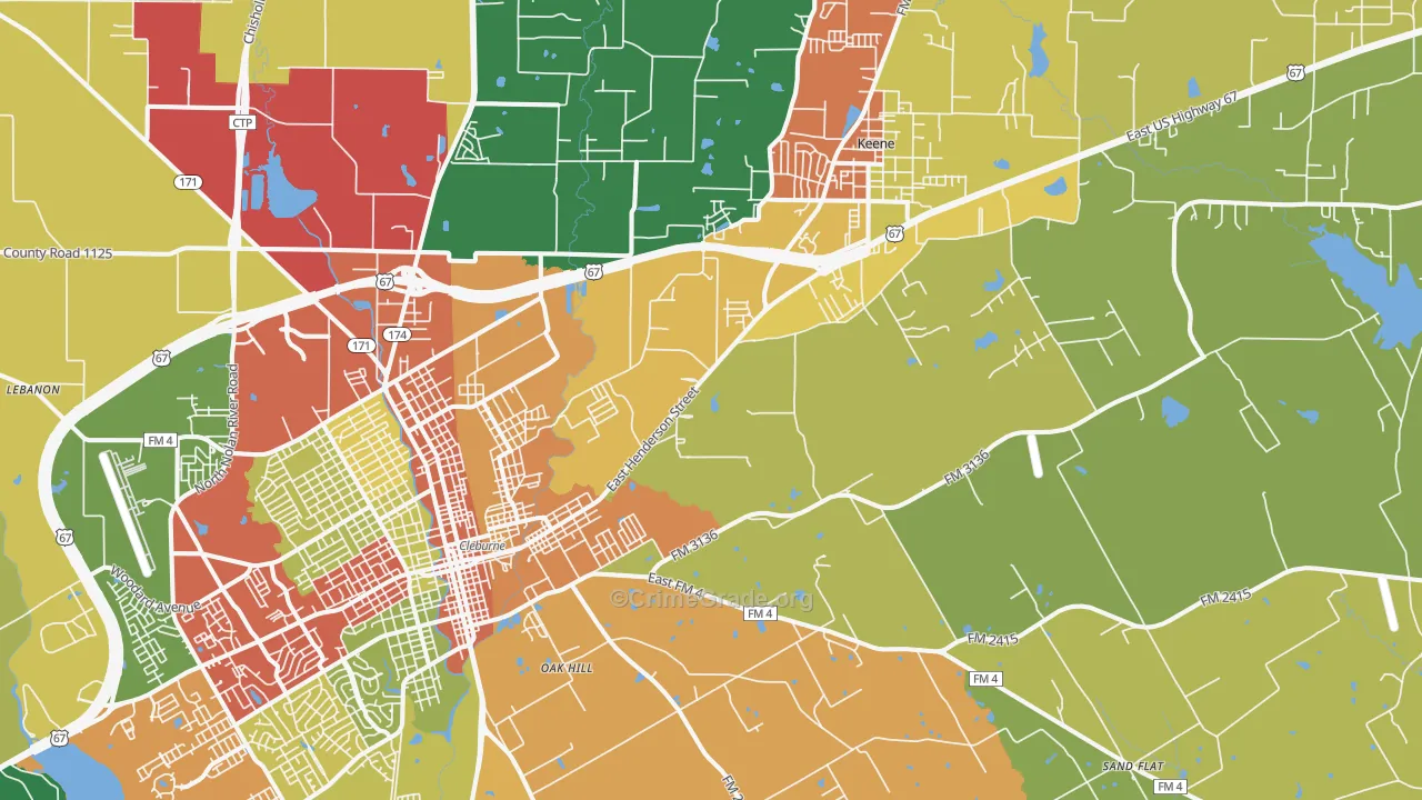 76031, TX Map of Drug-Related Crime Rates