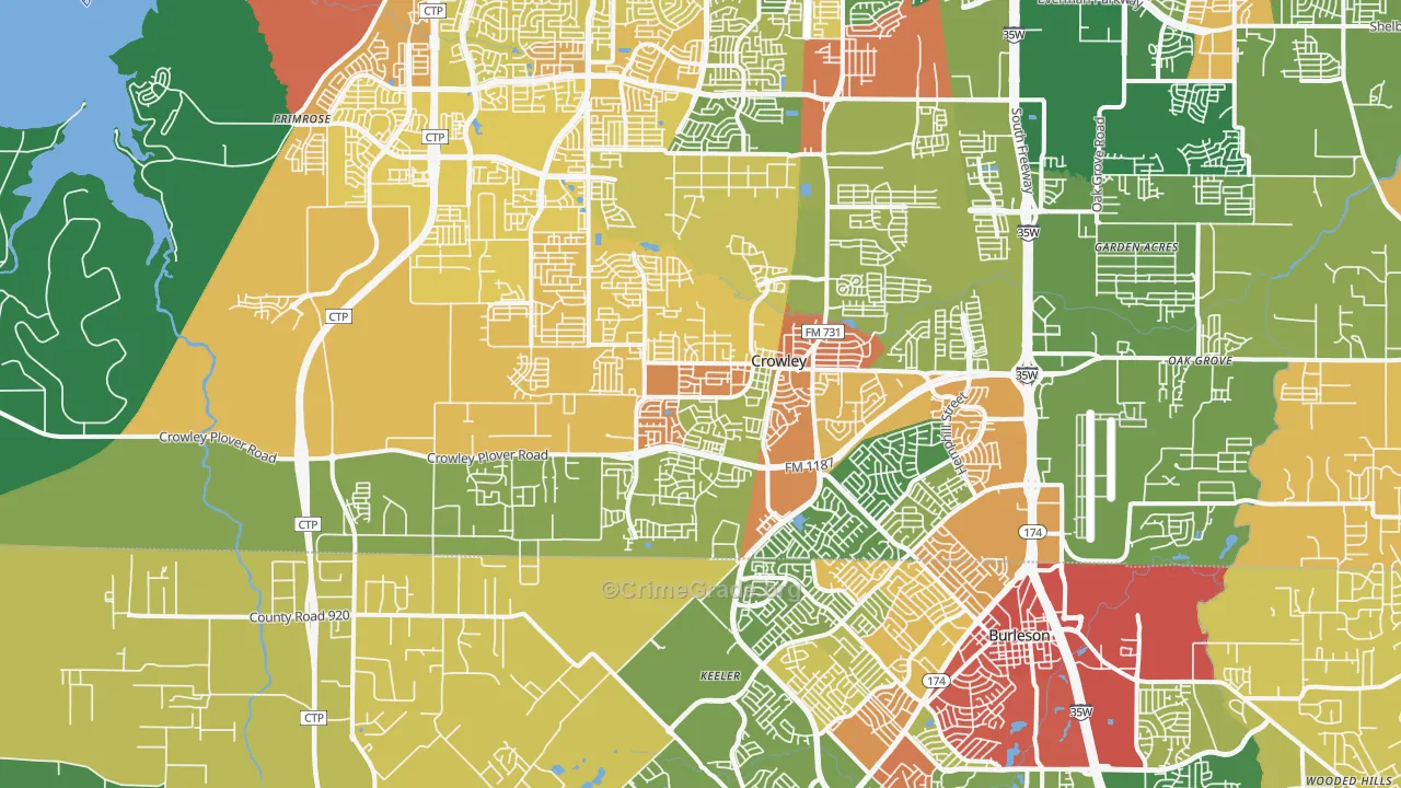 76036, TX Map of Drug-Related Crime Rates