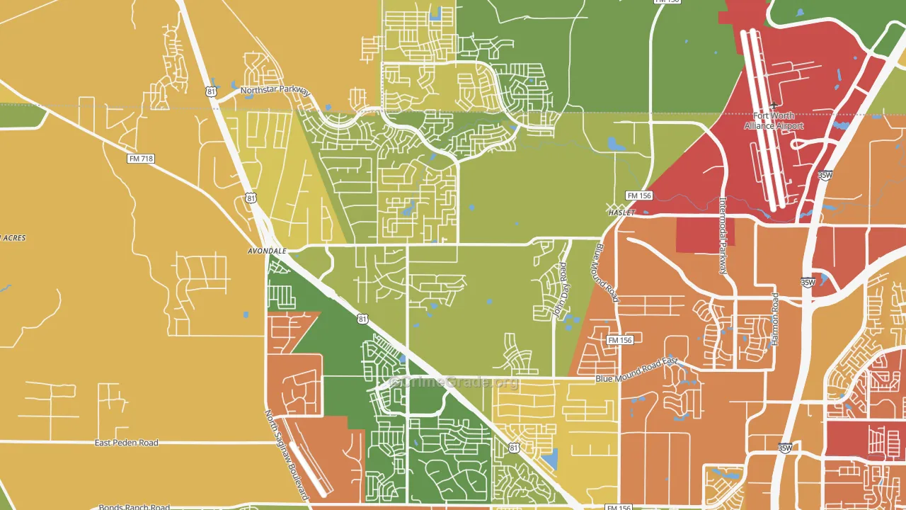 76052, TX Map of Drug-Related Crime Rates