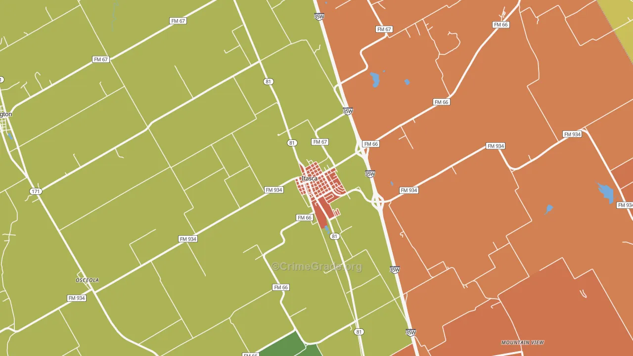 76055, TX Map of Drug-Related Crime Rates