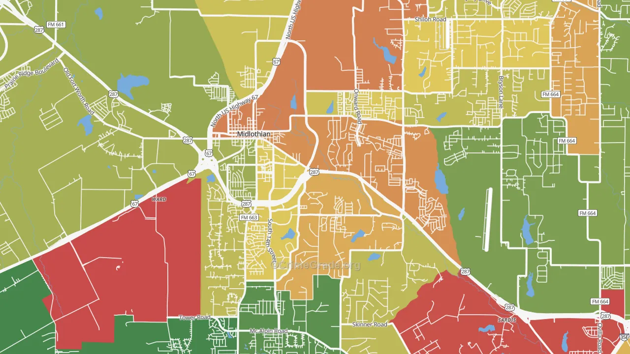 76065, TX Map of Drug-Related Crime Rates