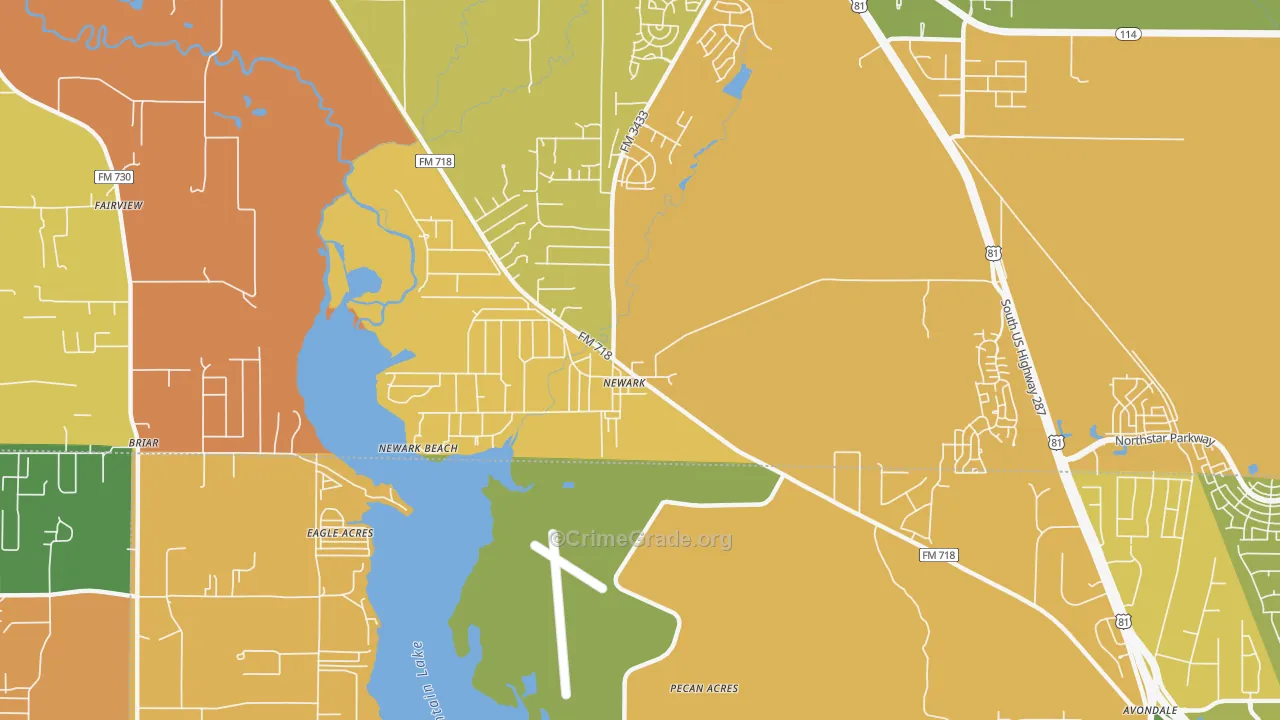 76071, TX Map of Drug-Related Crime Rates