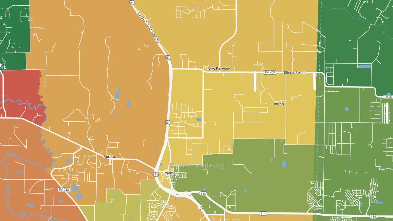 76078, TX Map of Drug-Related Crime Rates