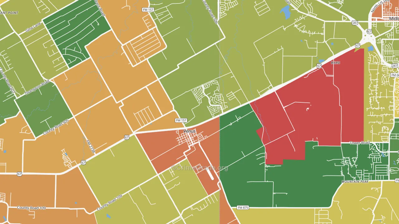 76084, TX Map of Drug-Related Crime Rates