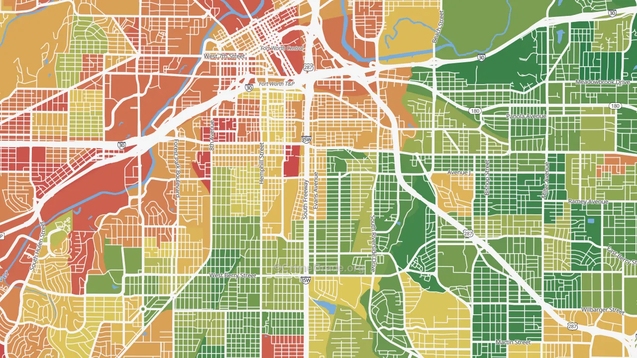 76104, TX Map of Drug-Related Crime Rates