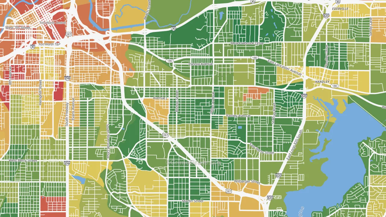 76105, TX Map of Drug-Related Crime Rates