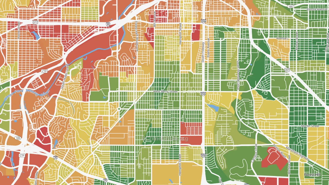 76110, TX Map of Drug-Related Crime Rates