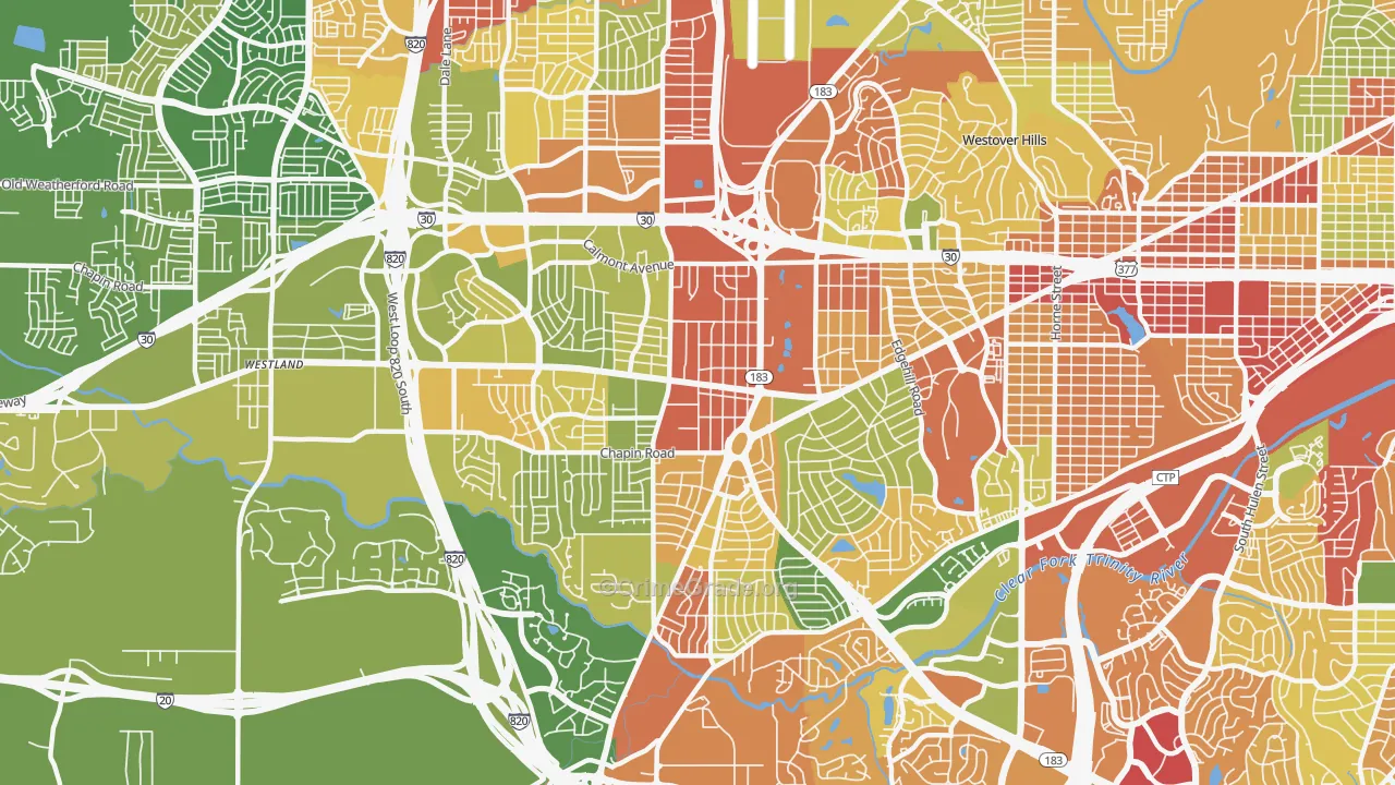 76116, TX Map of Drug-Related Crime Rates
