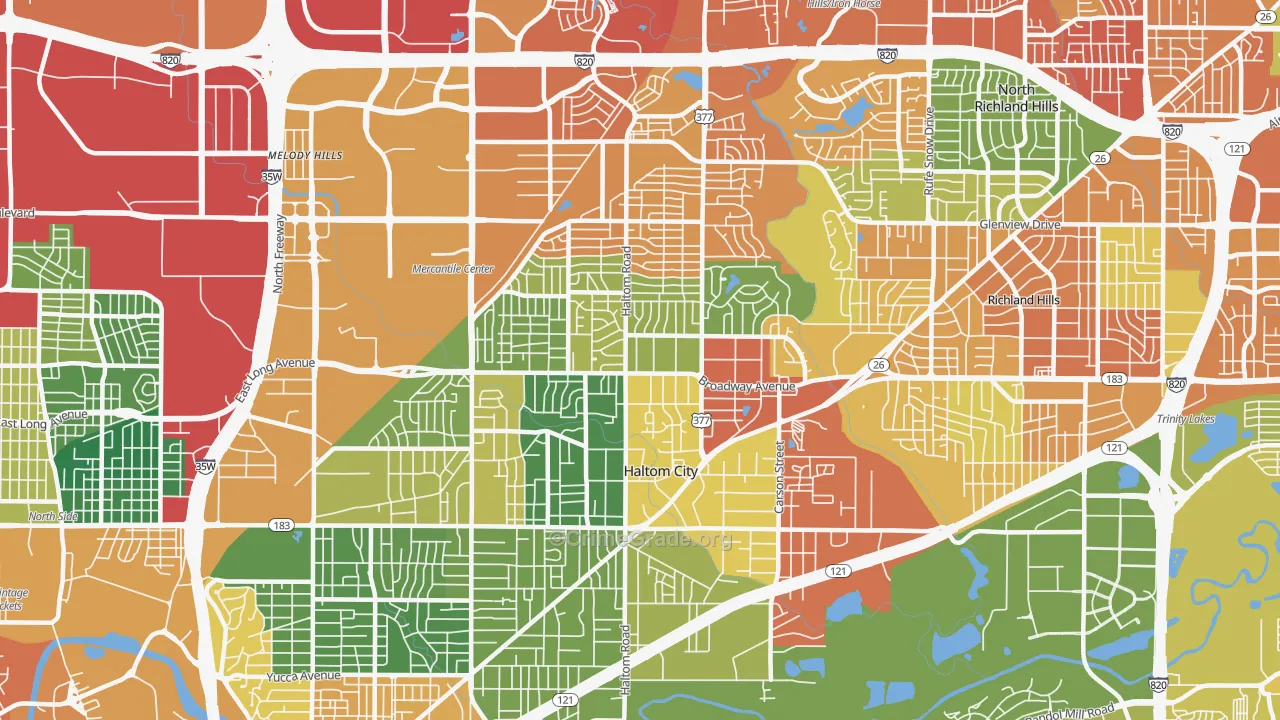 76117, TX Map of Drug-Related Crime Rates