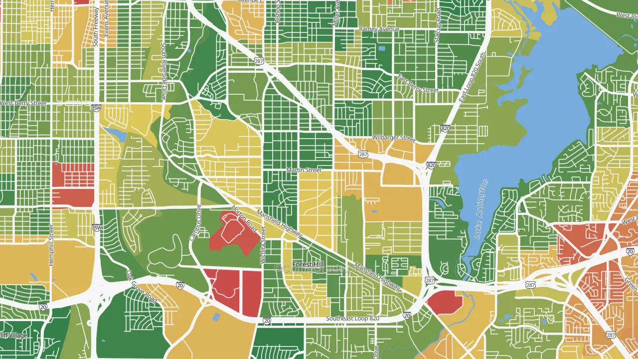 76119, TX Map of Drug-Related Crime Rates