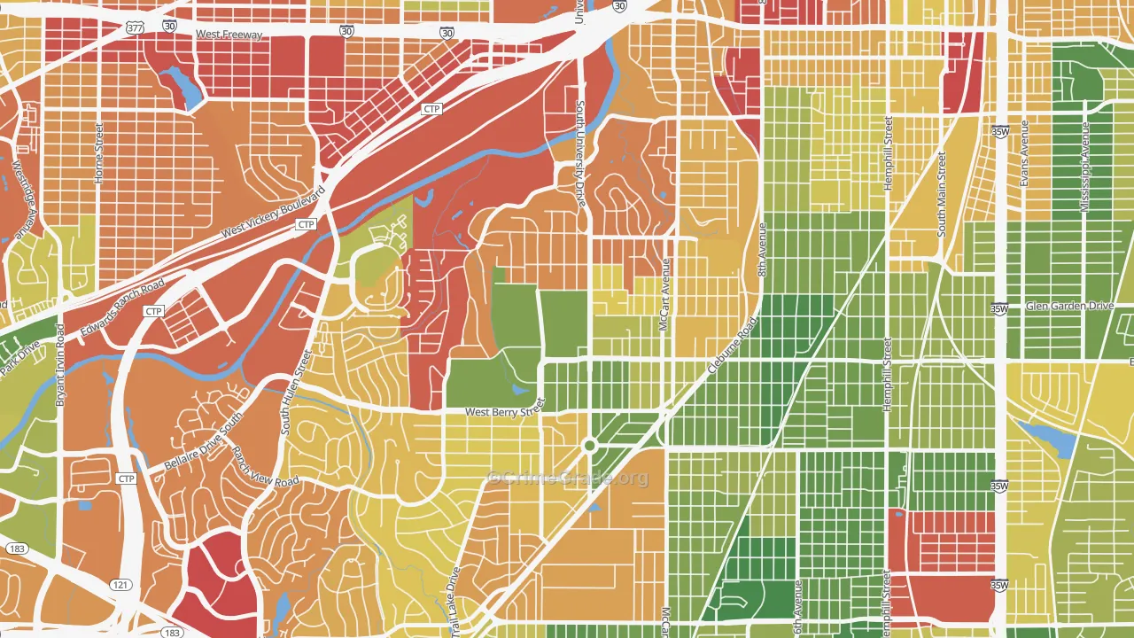 76129, TX Map of Drug-Related Crime Rates
