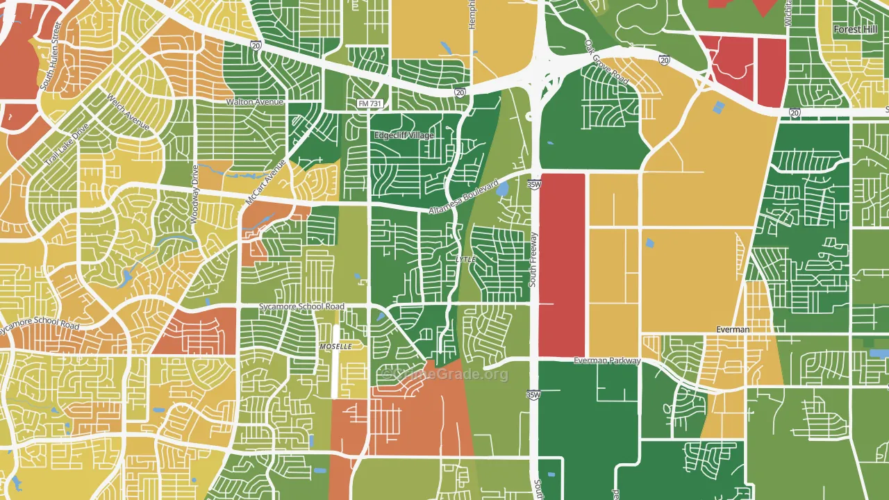 76134, TX Map of Drug-Related Crime Rates