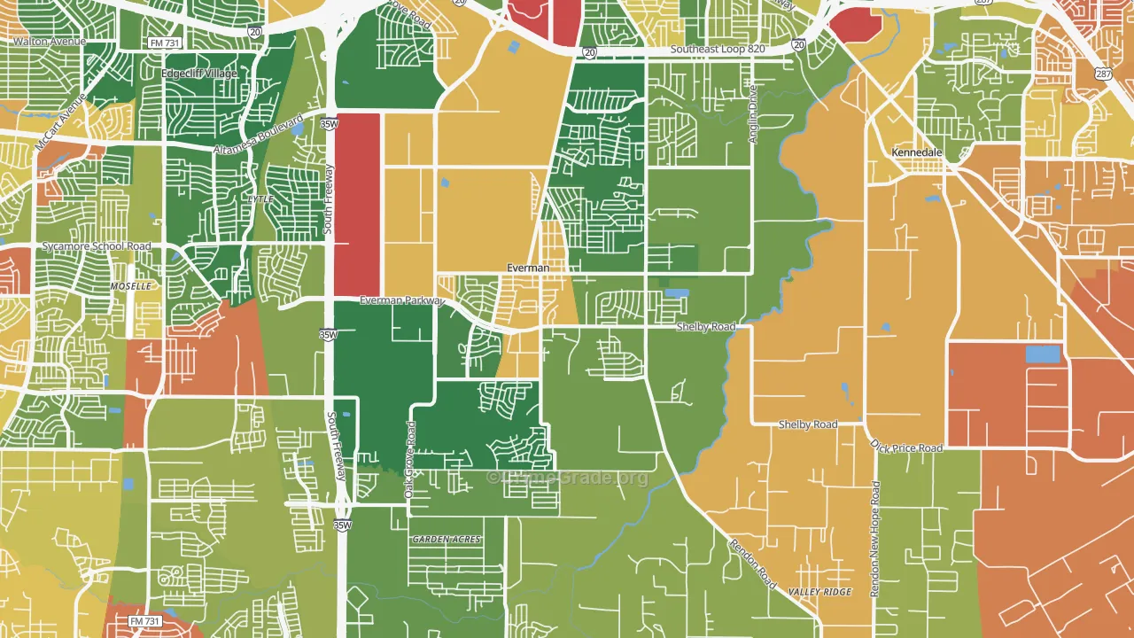 76140, TX Map of Drug-Related Crime Rates