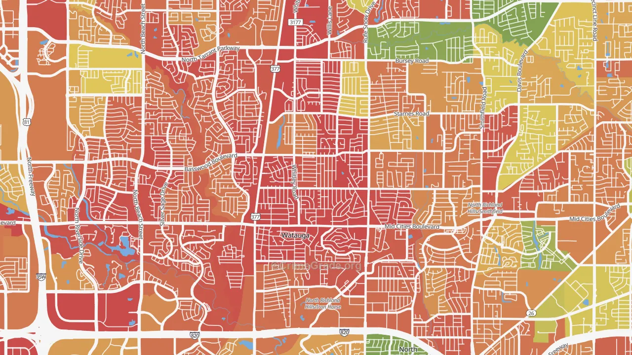 76148, TX Map of Drug-Related Crime Rates